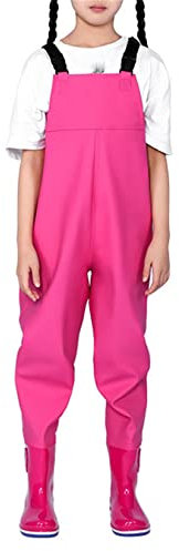 HWBZSZY Kinder Leichte Super Hohe Wathose mit Verstellbarer Schultergurt für Outdoor Sport Alter 2-13 Kinder Waders Stiefel wasserdichte und Atmungsaktiv Anglerhose Jagdstiefel,Rosa,34 EU