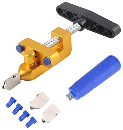 Coupe-Verre Monobloc avec 2 Têtes de Rechange de 3 à 15 Mm, Ouvre-bordure Multifonction Portable, Coupe-angle à 45°, Coupe-Verre Manuel pour Couper le Verre, le Carrelage, L'émail