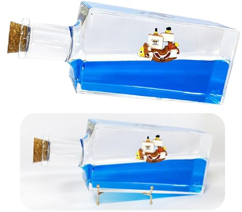 Tuzsocr Fluid Drift Model Ship - Thousand Sunny, Unsinkable Pirate Ship, Acrylic Boat Fluid Model, Fluid Drift Bottle, Stress Relief, for Office Home Decoration (Style 1)
