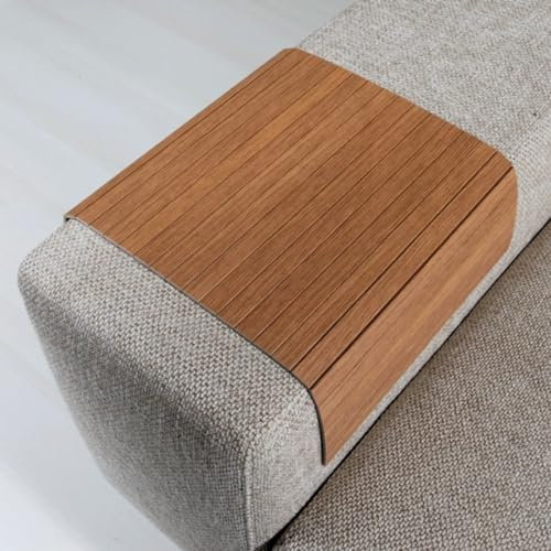 ABACHI WOOD plateau bois naturel canapé, résistant chaleur, support boissons collations accoudoirs, sous-verres, décoration maison cadeaux, 42x32 cm (marron)