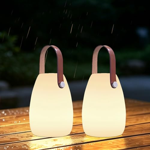 MALUX 2 lampade LED per esterni, dimmerabili, senza fili, IP44, con telecomando, per balcone, giardino, cortile e campeggio