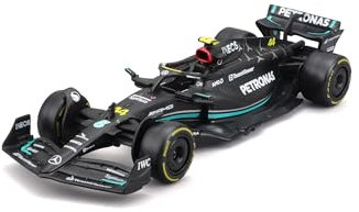 Bburago Formula 1 F1 MB W14 2023 (Hamilton) Race Car - 1:43 Scale - Incredibly Detailed Die-Cast Replica Collectible Model Vehicle, Black