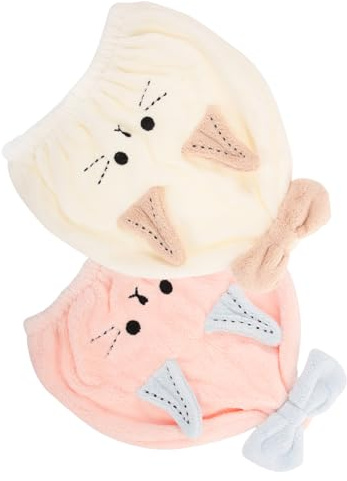 DOITOOL 2stücke Haartrockenhandtuch mit Schnelltrocknungshaube Wasserabsorbierende Badehaube für Duschhauben Bequeme Hauben für Damen