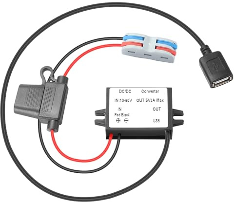 10V-60V to 5V 3A 15W USB Car Charger Adapter, Waterproof IP67 Shock/Dust/Crush Proof, Over-Current/Voltage/Short-Circuit Protection, Universal for Car Boat Outdoor Camping Travel