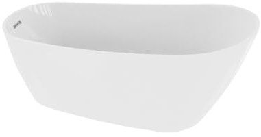 LAVITA Freistehende Badewanne Comodo 1700 Acryl 170x80x72 cm Badewannen Oval Form Moderne Acryl-Wanne Freistehend 2 Personen 270 L Antimikrobielle Beschichtung Weiß Glanz