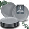 Set de 6 Assiettes à Petit-Déjeuner en Grès – Design HYGGE Scandi - Assiettes à Dessert et à Gâteau avec Design Rainuré - Assiettes Petites pour Salades - Vaisselle Pure Living en bleu gris