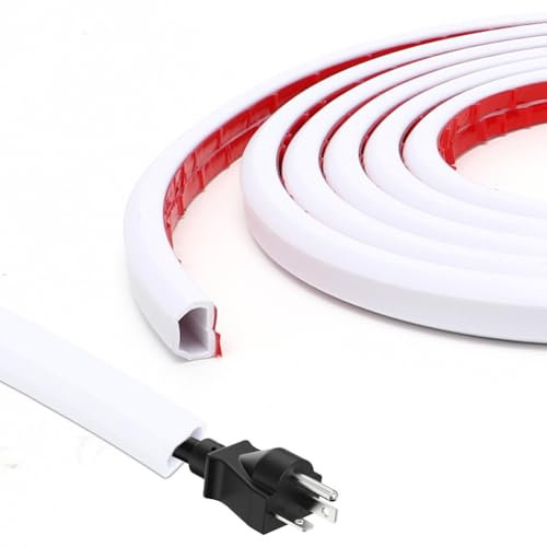 DASIAUTOEM Canalina per cavi singola, autoadesiva, bianca, per pavimento, mini canali, con nastro in schiuma per fissaggio a parete, 2 m, 3 m, 6 m (3 m)