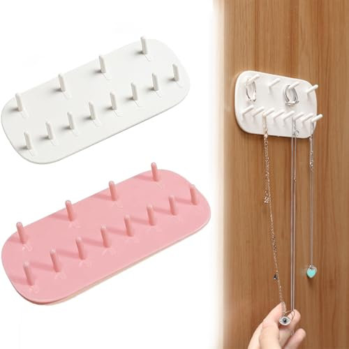 VURYAPI 2 Pezzi Porta Gioielli Parete Collane Grucce, Ganci da Parete Riutilizzabili per la Conservazione dei Gioielli, Adatti per Orecchini, Collane e Anelli