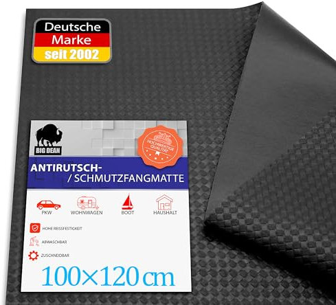 BigDean wasserdichte Antirutschmatte Auto 120x100cm universell zuschneidbar – rutschfeste Kofferraum Schutzmatte