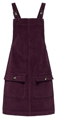 ONLY ONLGlobal Spencer Mini Robe Salopette en Velours côtelé avec Bretelles pour Femme, Mauve Wine, S