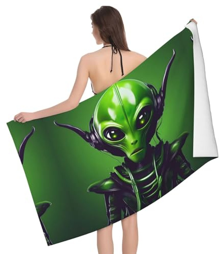 Vuoongt Toalla de playa con estampado de alienígenas de orejas largas, a prueba de arena, toalla de baño para piscina, viajes, camping, yoga, deporte