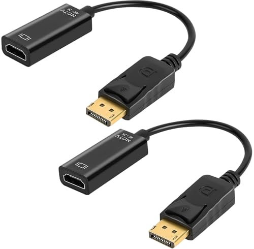 AXFEE Adattatore da Displayport a HDMI, 2Pezzi Adattatore HDMI Da 4K con Supporto Audio 4K, Supporta HDTV, Proiettore, Monitor, Desktop, Laptop