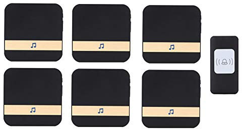 WOTZOV Wireless Waterproof Doorbell, Universal Smart Door Chime 300M Operating Range Door Chime,1 Push Button+6 Receivers,52 Ringtones,4 Volume Levels,White,Black