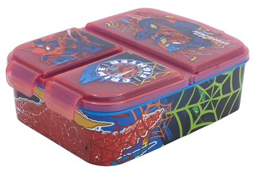 STOR Spider-Man Matlåda Barn 3 Fack 2156ml - BPA-fri Lunchbox Skola Förskola Barnmatlåda med Fack