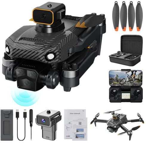 Kohlefaser-GPS Drohne mit Kamera 4K für Erwachsene, RC-Quadrocopter mit Automatischer Rückkehr, Follow-Me-Funktion, Bürstenloser Motor, Flugroute, Höhenhaltung, Headless-Modus
