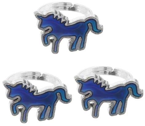 FRCOLOR Einhorn Stimmungsring FüR MäDchen Teenager Farbwechsel Ring Mit Einhorn Motiv Stimmungsringe Schmuck FüR Kinder Und Cartoon Tier Ring