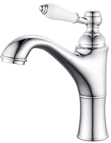 Rehomthy Wasserhahn Bad Chrom, Waschtischarmatur Einhebel-Mischbatterie | Waschbecken Armaturen, Badezimmer mit Keramikgriff, Abnehmbarer Luftsprudler, Messing G3/8
