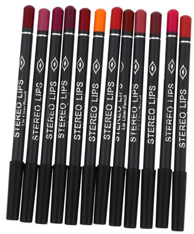 BAZEITFLOW 12 Stück Lippenkonturenstift Wasserfest und Langanhaltend Verhindert Lippenstiftverschmieren als Make Up Accessoire für Valentinstag
