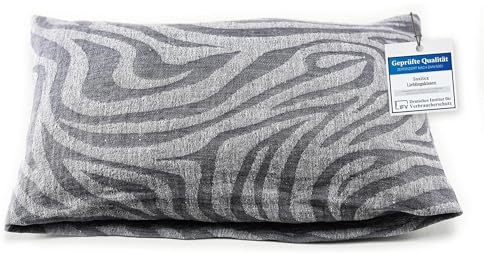 sositex | Zebra Saunakissen hitzebeständig waschbar - Sauna Kissen Kopfstütze aus Leinen Baumwolle - Komfort Nackenkissen 43x26 cm für Wellness Hängematte Strand Picknick (Grau/Weiß)