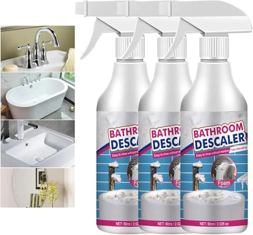 Bathroom Descaler Foam Spray, Bathroom Descaler Cleaner, Stubborn Stains Cleaner Shower Glass Cleaners, All Purpose Cleansing Foam Spray, for bathroom Bathtub Toilet Shower Sink (3)