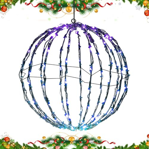 Christmas Baubles Illuminated Christmas Lights Folding Balls – Festive Decorations for Indoor and Outdoor Tree and Garden Lighting