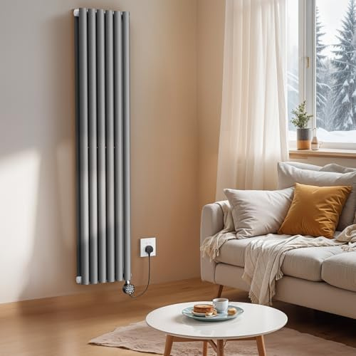 KOMORE 1200W Oil Filled Radiator, 6 Fins Double Panel Electric Heater, Wall Mounted Electric Radiators, WIFI App Control, 3 Modes, 7d/24h Timer, Child Lock, Adjustable Thermostat, 160*35cm, Anthracite