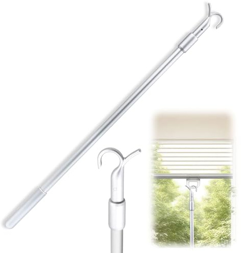 Telescopic Window Pole Rod Opener for Skylight Home Shutters Aluminum Window Vertical Blinds Pull Control with Hooks Accessory Hanging Rod Loft Ladder Pole Closets Ceilings