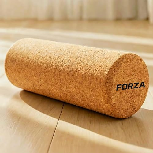 FORZA Cork Roller – Natural Cork Foam Roller for Yoga, Pilates & Muscle Recovery – Sustainable Textured Mobility Roller for Stretching, Balance & Myofascial Release – 30cm
