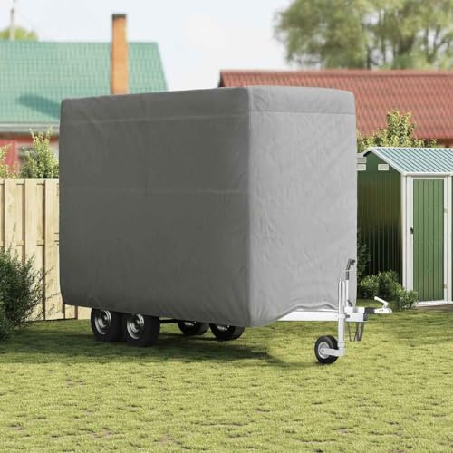 Mokuyary Telo protettivo per rimorchio cavalli, grigio, 396 x 178 x 250 cm, in tessuto non tessuto, per roulotte, camper, per camper