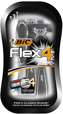 BIC Flex 4 Comfort Rasierer Set Männer, 4 Klingen, Für empfindliche Haut, 3 Stück