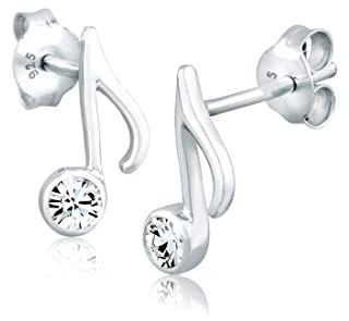 Elli Örhängen damer örhängen notera musik med kristall i 925 sterlingsilver, fasettslipning, kristall