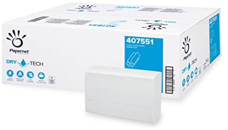 Papernet Dry Tech, 20 x 130 Z-Falz Papierhandtücher, 2-lagig | (407551), 2600 Papierhandtuch aus reiner Zellulose, mit hoher Absorptions- und Widerstandsfähigkeit, Made in Germany