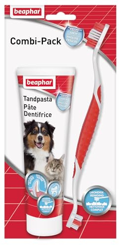 Beaphar 16012 Pasta de Dientes y Cepillo de Dientes,Rojo