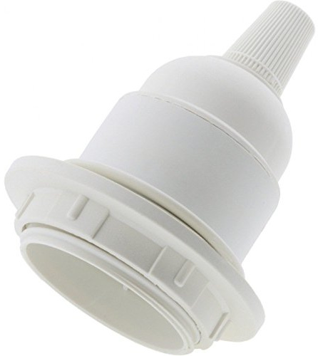 Art Deco Emporium E27 Bulb Holder with Shade Ring and Flex Grip, White