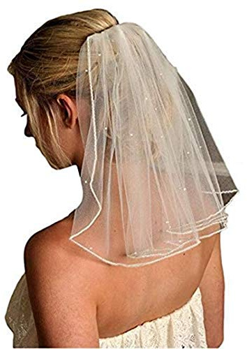 RULTA Damen-Schleier mit Kamm-Applikationen, für Hochzeiten, Brautschleier (mehr) - elfenbein -