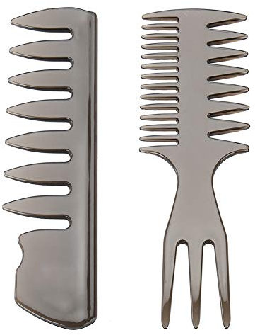 Oil Head Comb, Men Styling Comb, Men Hairdressing Tool Ancho dientes Tenedor Peine Enderezar el cabello Curling Oil Hair Styling Peine (2Pcs)