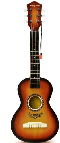 23 Acoustic Guitar, Kids 6 String Toy Guitar - Realistic Steel Strings - Beginner Practice First Musical Instrument for Children, Toddlers (Amber Sunburst)