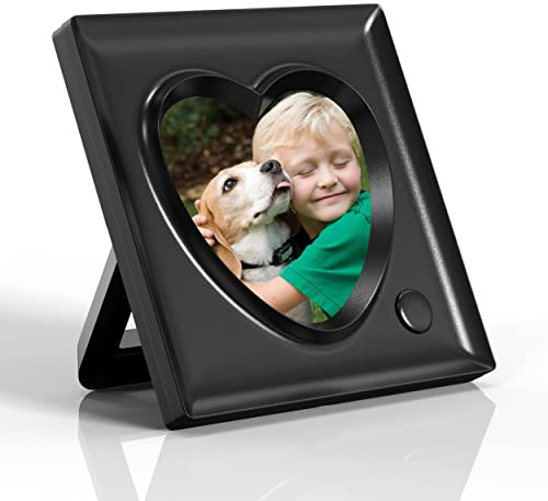 KWANWA Recordable Picture Frame – 20-Second Voice Recording, 3.9x3.9 Heart Shape Photo Frame, Personalized Keepsake for Loved Ones, Memorial, Long Distance, Birthday, Christmas, Mother's Day, Wedding – Tabletop Display for Home Office Desk
