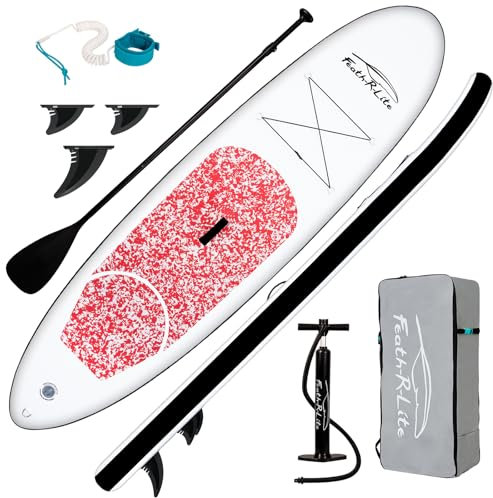 FunWater 10' &11' Stand Up Paddle Board Sup Board, Aufblasbares Stand Up Paddle Board für Erwachsene, Alle Fähigkeiten mit Aller Zubehör, Paddel, Pump, Sitz (10' MARMORSTRUKTUR ROSA)