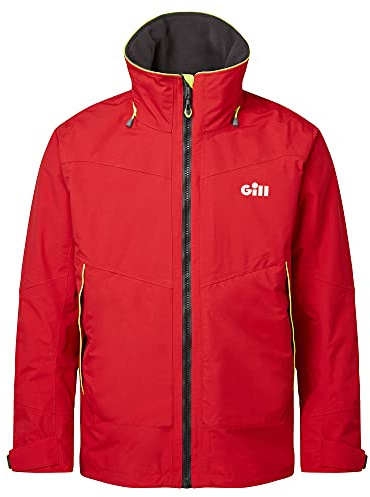 Gill OS3 Mens Coastal Sailing Jacket - Waterproof & Stain Repellent (Red, XL)