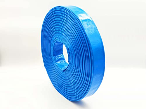 Flachschlauch Ø 38 mm | 1 1/2 Zoll - 50 Meter | 7 bar Betriebsdruck | Betonschlauch | PVC blau