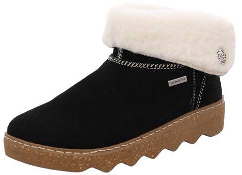 Rohde Damen Hausschuh geschlossen Leder Stiefelette warm gefüttert Foggia 6128, Größe:39 EU, Farbe:Schwarz