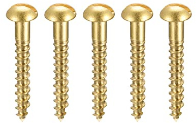 sourcing map 50 Stück Schlitz Rundkopf Holzschrauben M3 x 25mm Messing Blechschraube Halbrundkopf Linsenkopfschrauben