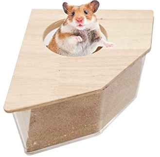 kathson Hamster Sand Bath Box Transparent Acrylic Small Animals Shower Bathtub Guinea Pigs Digging Sand Container Cage Accessories for Lemmings Gerbil Mice Hedgehog Chinchilla (Pentagon)