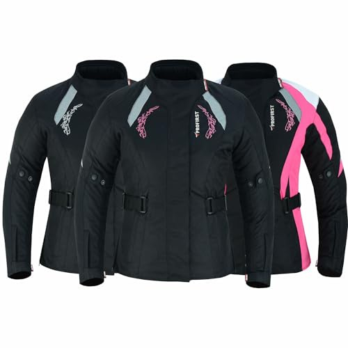 PROFIRST Motorbike Ladies Jacket Motorcycle Waterproof jacket (Pink with only Flower Pink, X-Large)