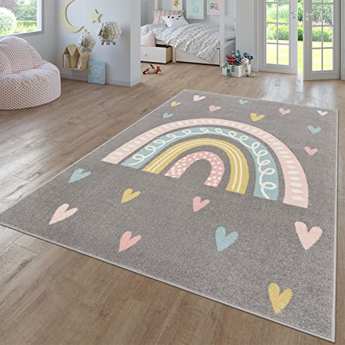 TT Home Teppich Kinderzimmer Kinderzimmerteppich Junge Mädchen Kinderteppich Modern Soft, Farbe: Grau 2, Größe:240x340 cm