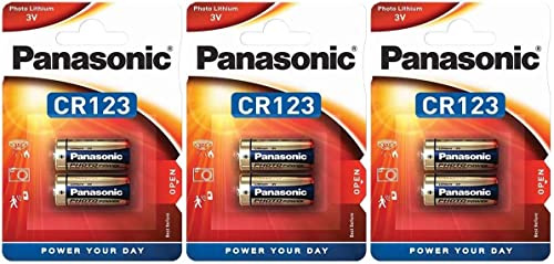 Set mit 3 Blisterpackungen, 2 Lithium-Batterien CR123A / CR17345, Original Panas.