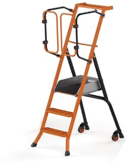 Escabeau Sécurisé PIRL Gardia 70 cm – Plateforme Individuelle Roulante Légère avec Garde-Corps à Battants et Roues Amorties pour Déplacements Faciles