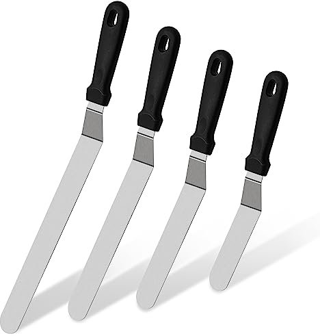 Winkelpalette Edelstahl Torte Winkelpaletten Streichpaletten Tortenmesser, 4er Set Winkelpaletten Zuckerguss Icing Spachtel Smoother für Torte Dekorieren Kuchen