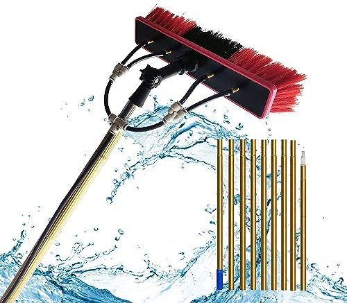 Witriolik 4m/13.1FT Spazzola Telescopica Alimentata ad Acqua per Pulizia di Pannelli Fotovoltaici, Kit Pulizia Pannelli Fotovoltaici Palo di Pulizia Finestre Testa della Spazzola 55cm